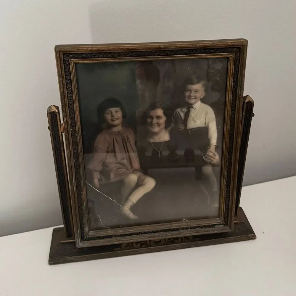 Vintage Art Deco Swivel Wood Picture Frame 1930s Swinging Photo Frame